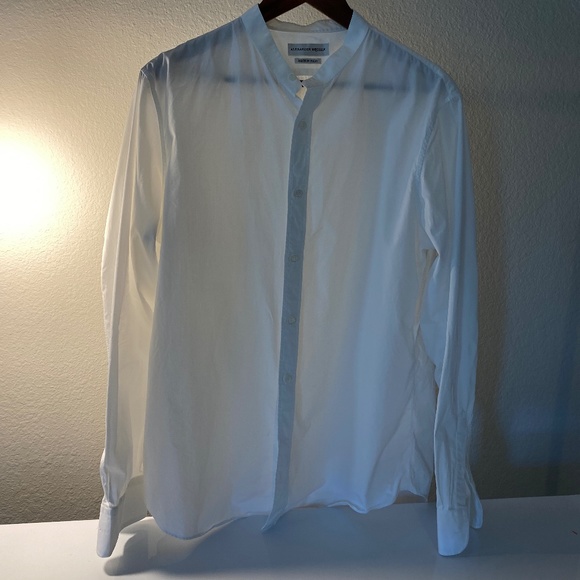 Alexander McQueen band collar button down shirt white Size 17+ Ultra Luxury - Picture 2 of 13